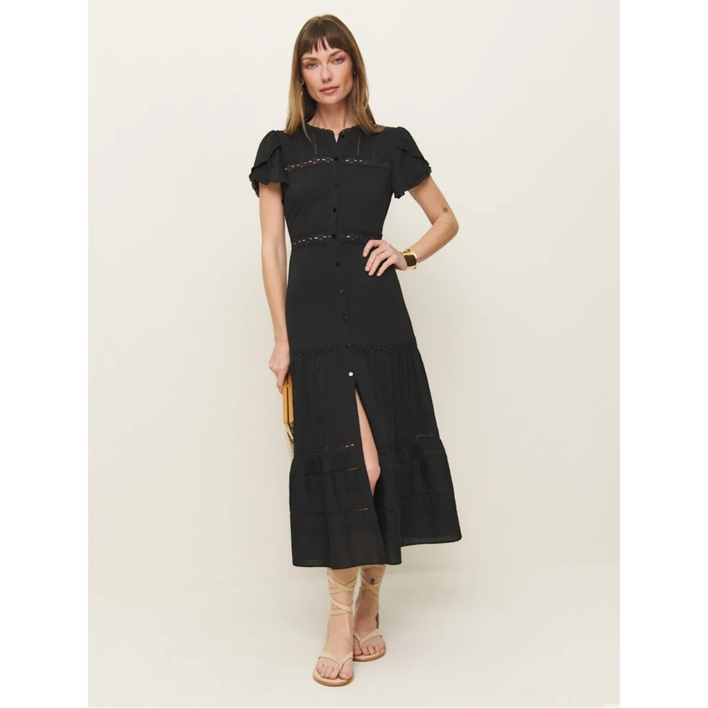 Reformation Zebrina Dress Black Sz 6 NWOT